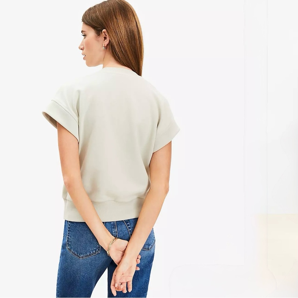 NWT LOFT Pleated V-Neck Sweatshirt - Picture 3 of 3